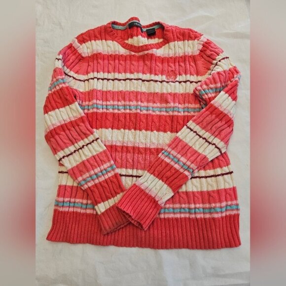 Liz Claiborne Pink Striped Knit Sweater. Size M - Picture 2 of 6
